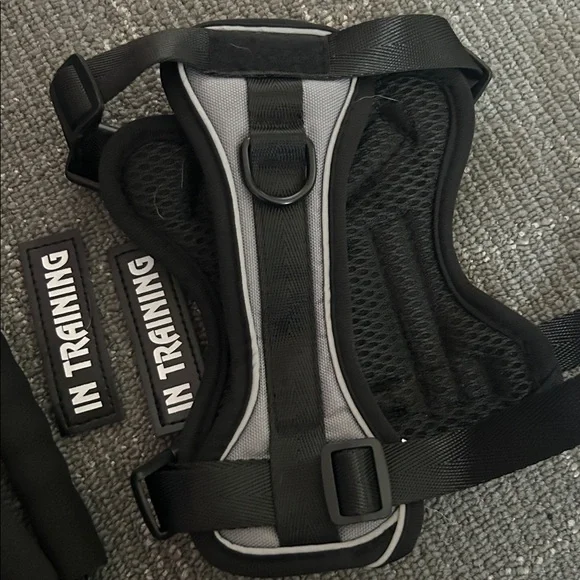 Black and Gray Service Dog Harness with Leash - Picture 5 of 7